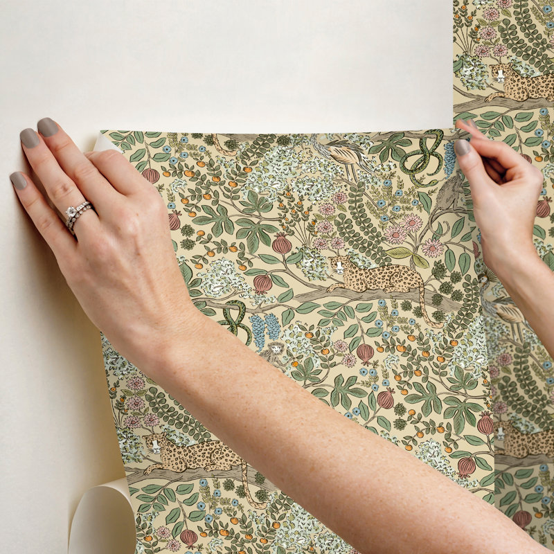 Papier peint adhésif Safari Beige Jungle Toile, Beige