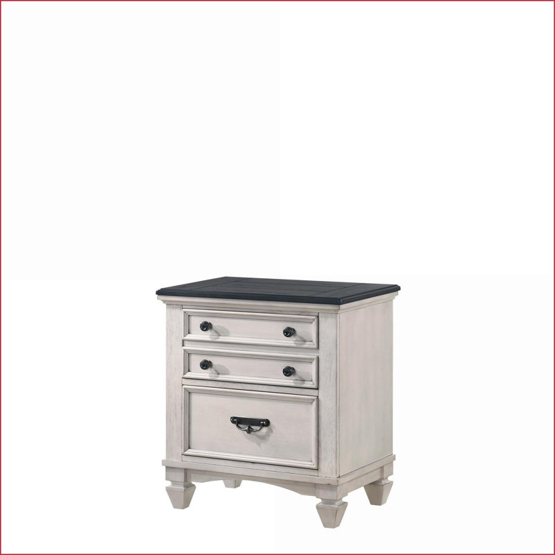 Table de chevet transitionnelle deux tons avec 2 tiroirs de rangement