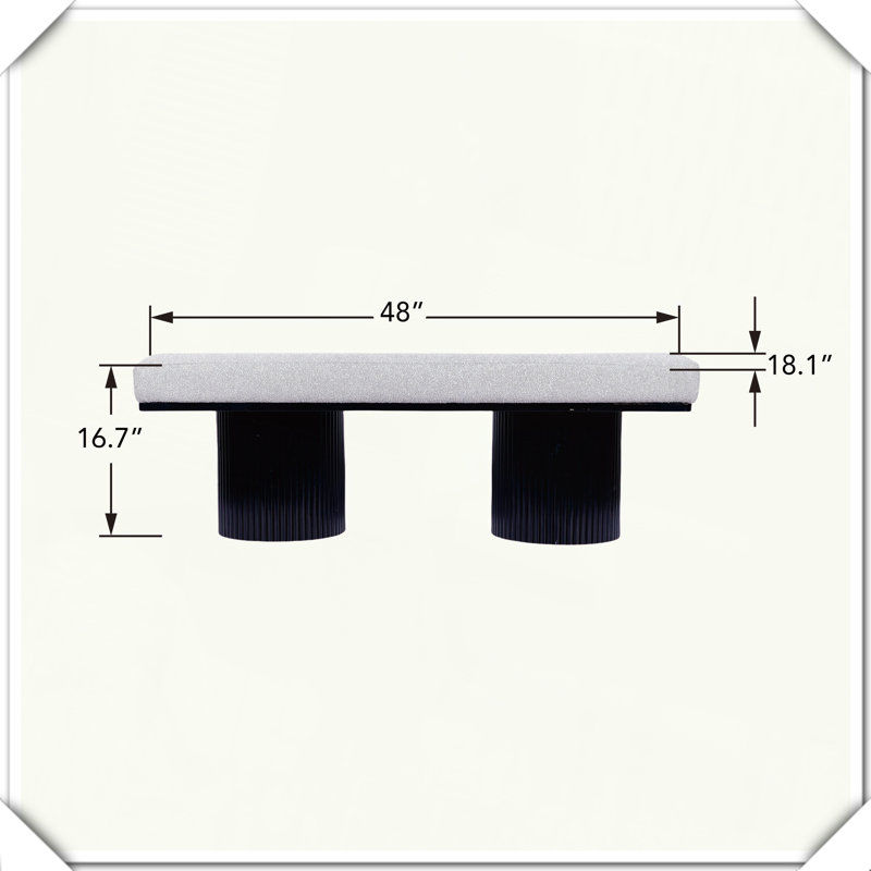 Banc contemporain rembourré avec pieds épais, Black