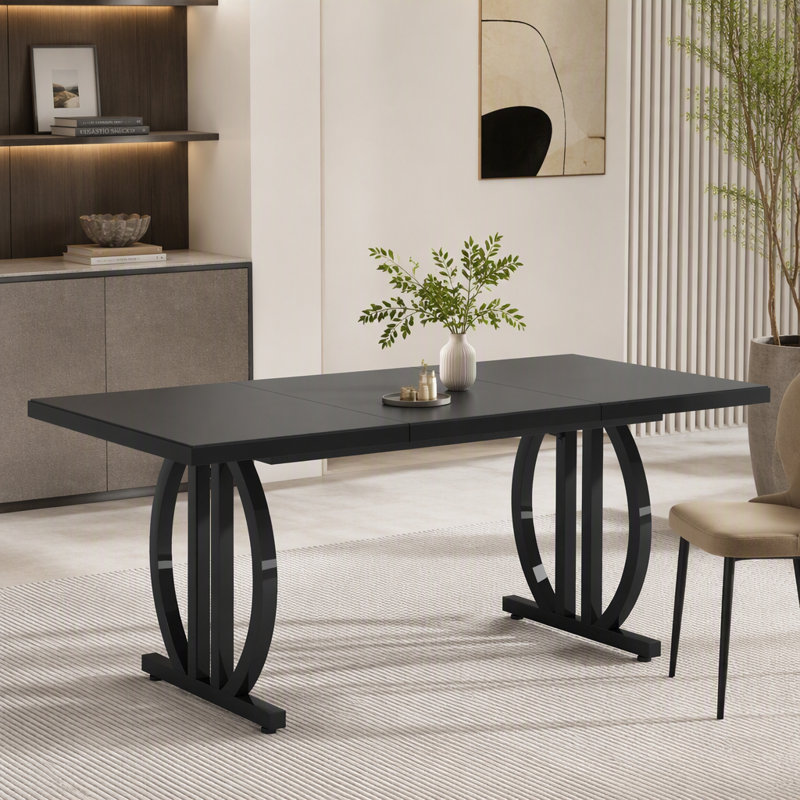 62.99'' W Rectangle Black Wooden Modern Simple Computer Desk