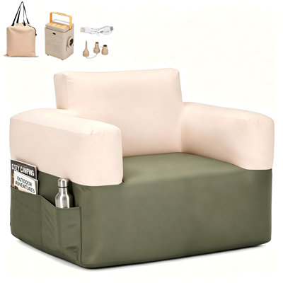 Canapé gonflable portable avec pompe intégrée, canapé à air lavable Oxford 1000D pour le camping, la cour et l'intérieur