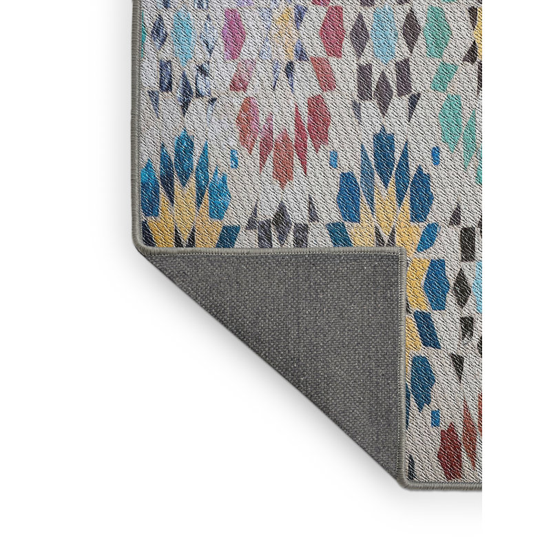 Tapis vert/brun/rouge tissé à la machine, Rectangle 3 pi x 5 pi