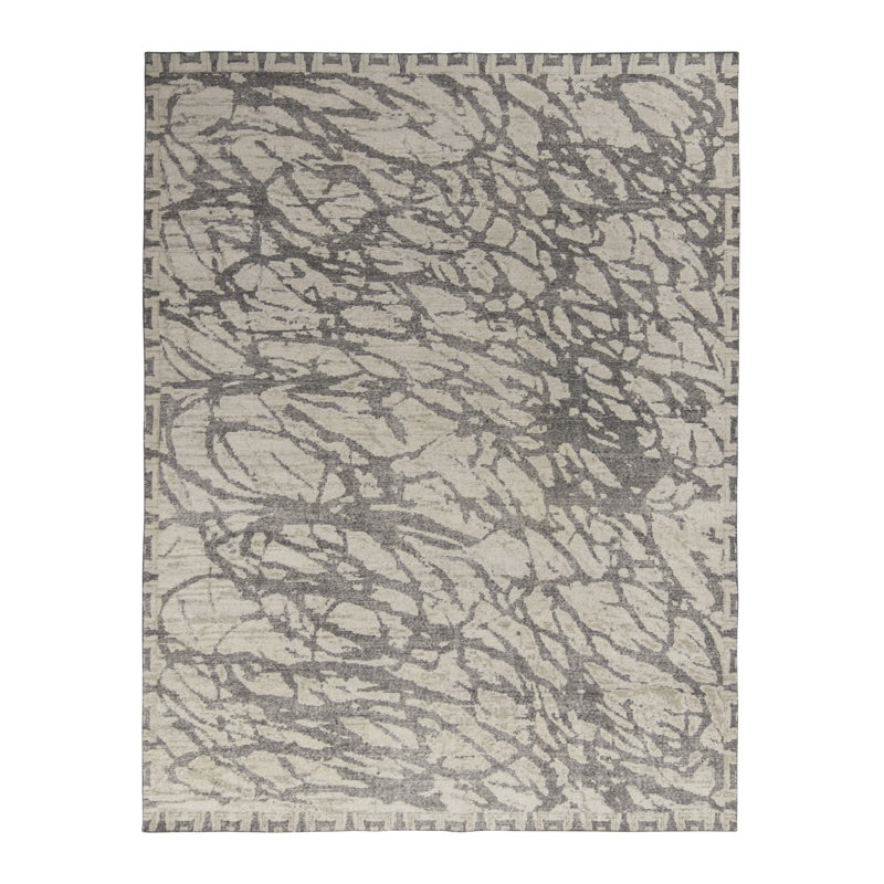 Distressed Homage Hand Knotted Wool Geometric Area Rug, Rectangle 10' x 14'