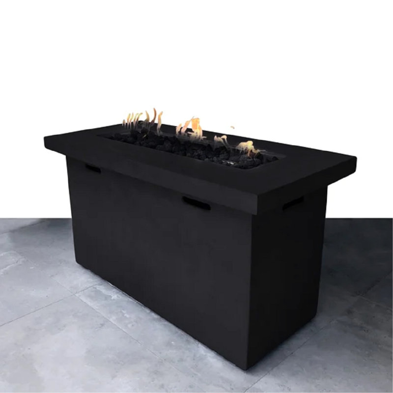 Foyer de table en béton renforcé de fibres de l 42 po x H 25 po, fonctionnant au propane, chaleur, style rouille