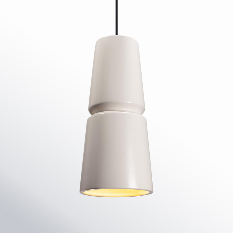 Logan 1-Light Dimmable Ceramic Cone Pendant , Matte Black, Matte White, 18" H x 8" W x 8" D