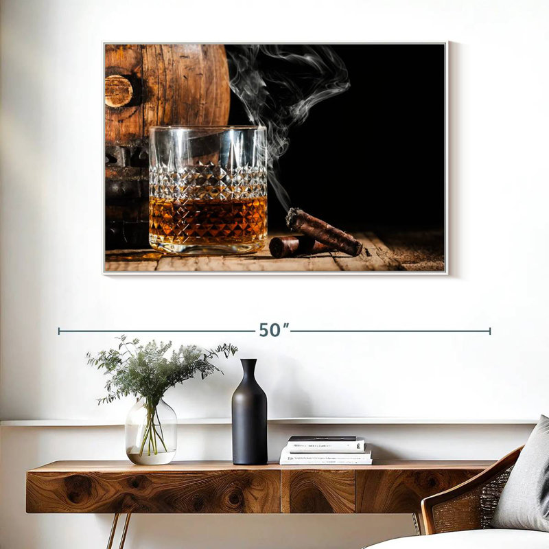 Bourbon tonneau et cigare, Cadre flottant blanc, 40 po x 27 po