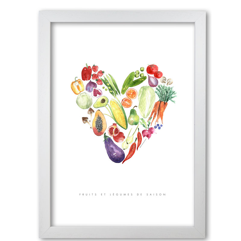 Fruit And Vegetables - Print, 59.4 cm H x 42 cm W x 5 cm D, White Grain