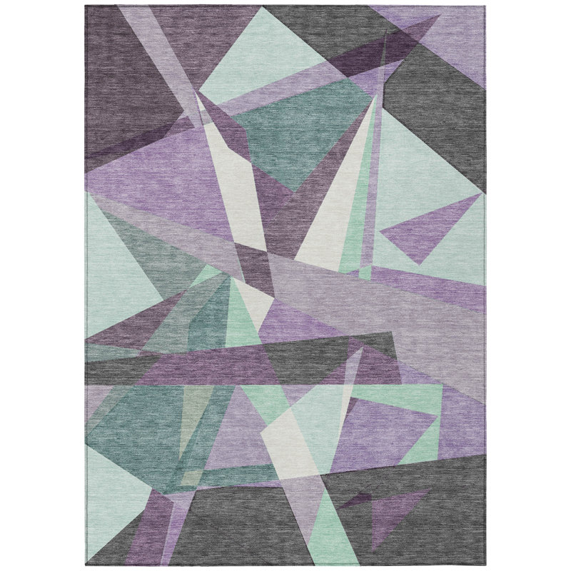 Shapevia Purple Washable Indoor-Outdoor Rug - LOOMLAN, 8' x 10'