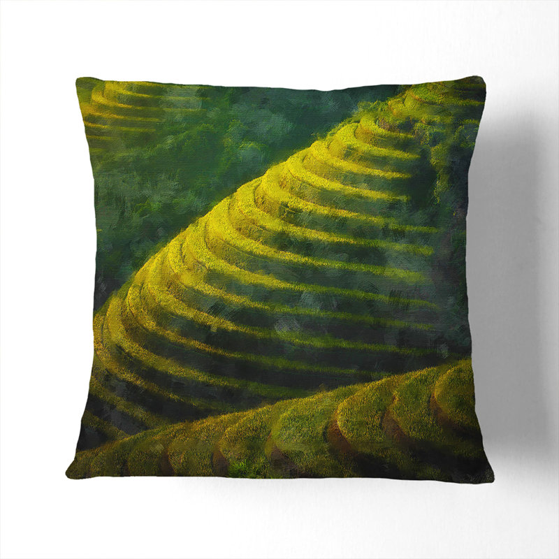 Rice Plantation In Cambodia Vol.2 Square Throw Cushion, 40cm H x 40cm W x 15cm D, Black