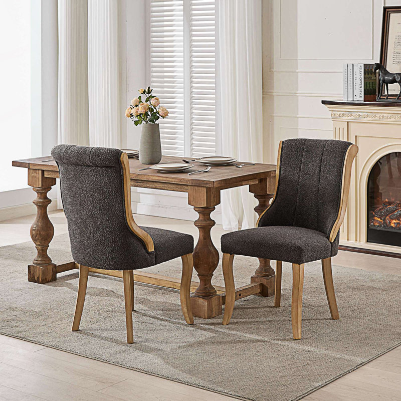 Chaises de salle à manger de style Mid-Century avec pieds courbés et sculptés, Gris foncé