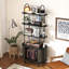 Bibliothèque à 4 niveaux, bibliothèque autoportante de 68,9 pouces avec armoire de rangement et porte coulissante-884458219-884690615