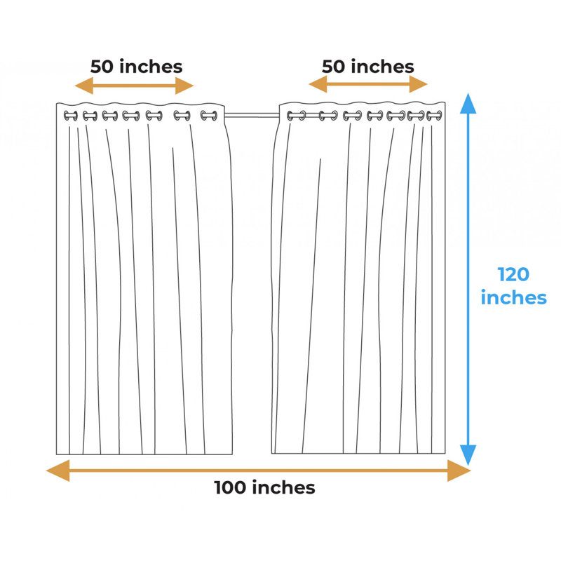 Sateen Semi Sheer Curtains / Drapes Pair, 50" W x 120" L