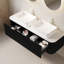 Meuble-lavabo mural flottant avec lavabos, armoire de rangement, tiroirs et lavabos en céramique pour une salle de bain fonctionnelle et élégante-1058408461