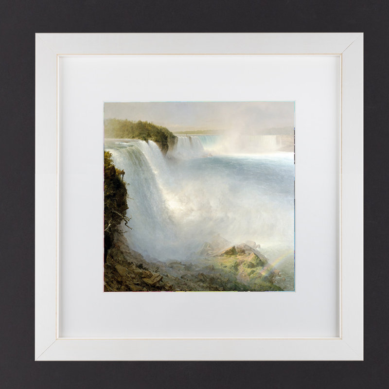 « niagara chute of the american side », reproduction de peinture à l’huile, H 16 po x l 16 po x P 0,5 po, Blanc, Cadre blanc