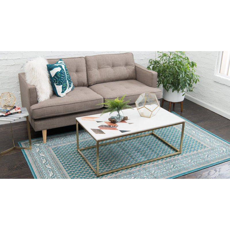 Swinson Geometric Area Rug, Rectangle 4'1" x 6'1", Blue