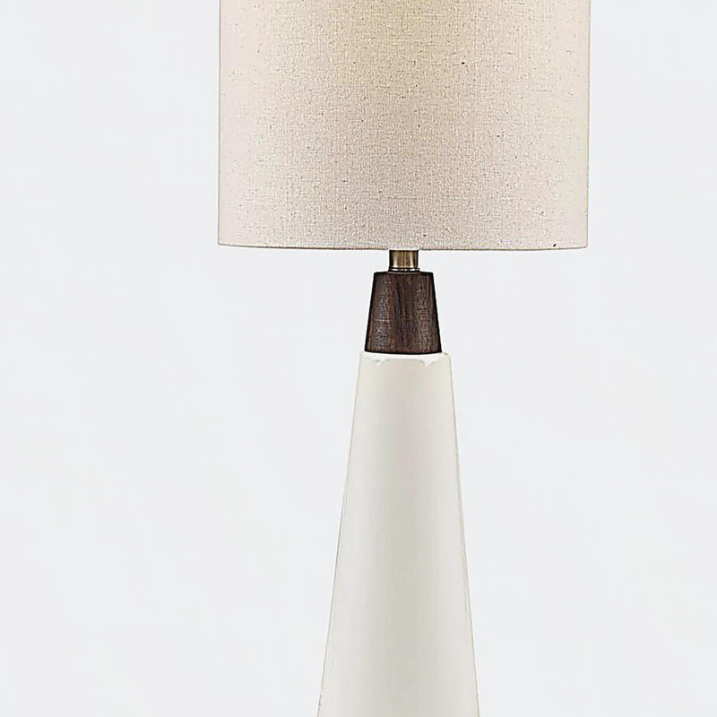 Triangular Ceramic and Wood Table Lamp