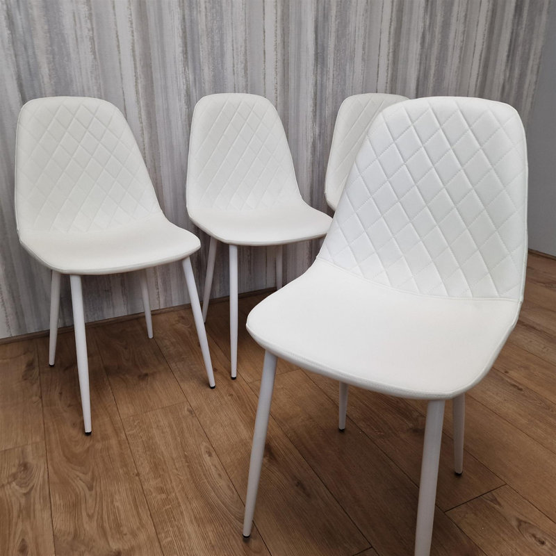 Penarth 44cm H Upholstered Metal Side Chair, White, White