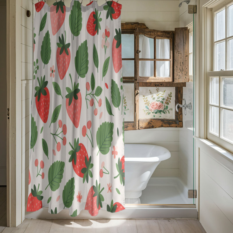 Rideau de douche standard 1 pièce Fresh Strawberry Look, H 74 po x l 71 po