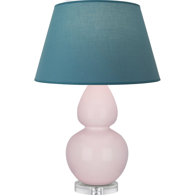 Double Gourd Table Lamp, Navy with Gray Lining, Sugar Plum Glazed/Silver