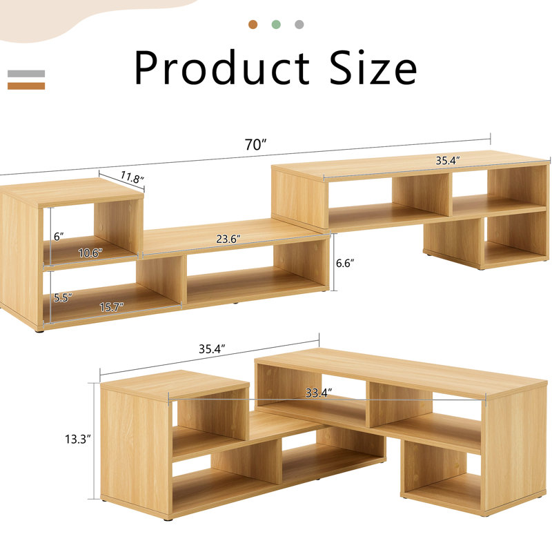 Gaming Tv Desk - Open Storage, 2 Pieces Cube, Cube Entertainment Shelf Modern Minimalist, Fits 45"-70" Tvs