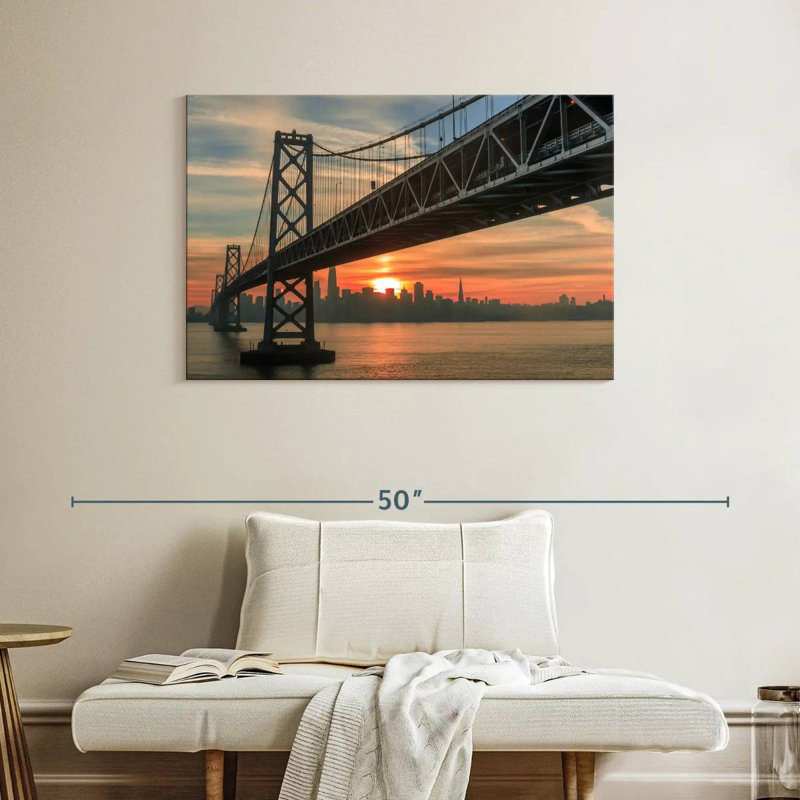 Lilie coucher de soleil depuis le pont de San Francisco, H 26 po x l 39 po