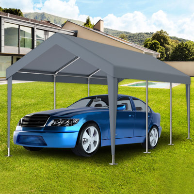Abri d'auto 12 x 20 pi - imperméable et protégé. 76 boucles élastiques. Polypropylène gris. Installation rapide. Abri de garage polyvalent pour les événements extérieurs