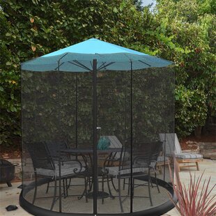 7.5-11ft Black Patio Umbrella Mosquito Netting, with Double Zipper Door,  Polyester Mesh Net Screen Universal for Almost Outdoor Market Table  Umbrellas