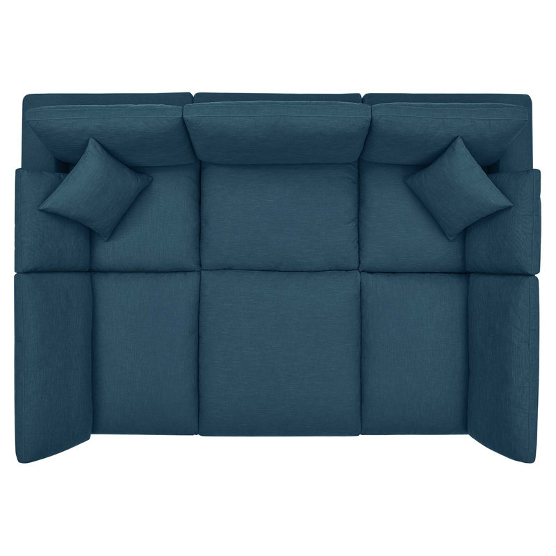 Modway Commix Down Filled Overstuffed 6-Piece Sectional Sofa, Azure Polyester