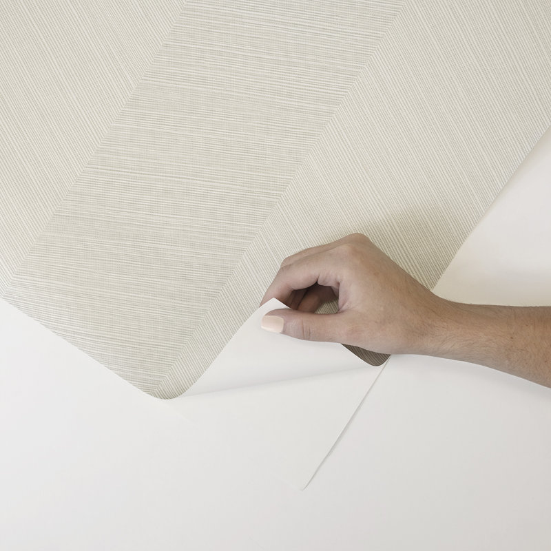 Chevron Vinyl Peel & Stick Wallpaper Roll, Soft Linen