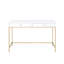 Bureau blanc ultrabrillant 2 avec accents dorés pour le style de chambre à coucher contemporain