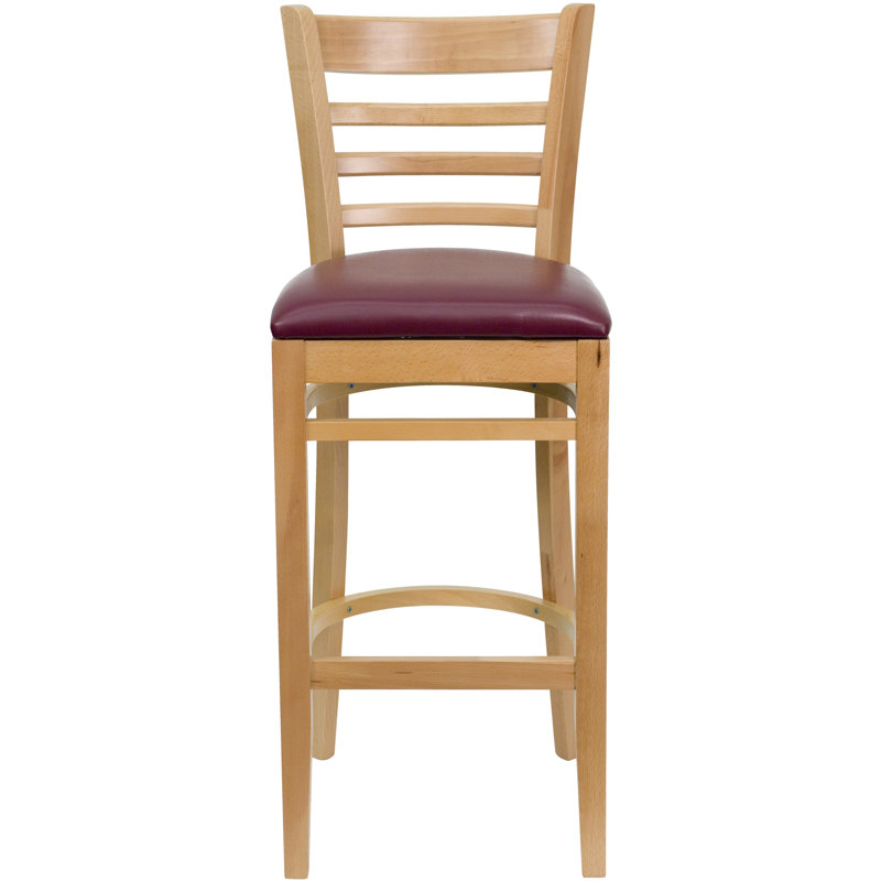 Tabouret de bar en bois Ladder Back, Naturel, Rouge