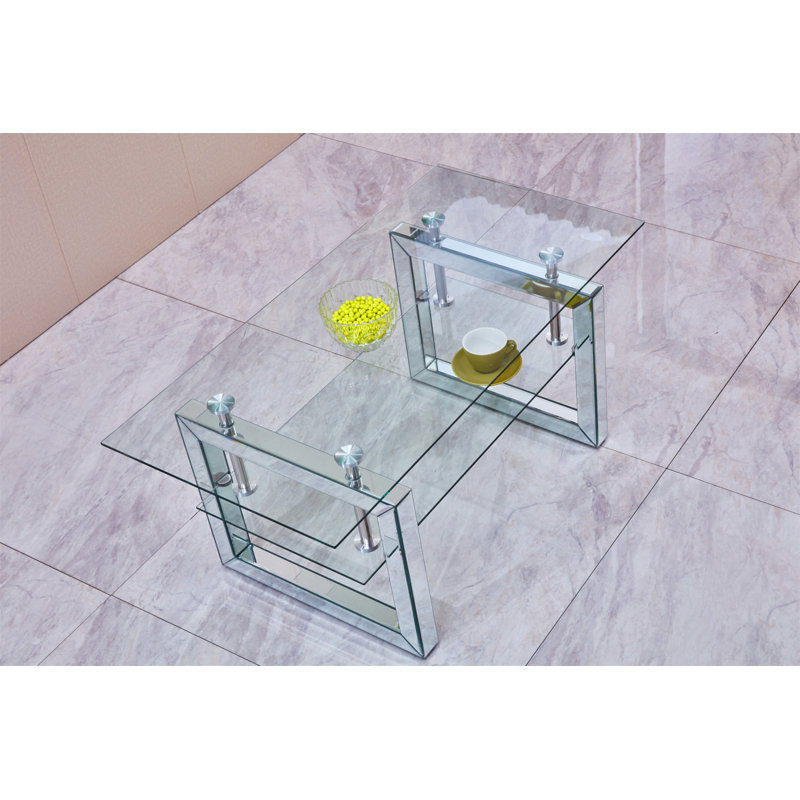 W 39.4" X D 19.7 " X H 17.7" Transparent Tempered Glass Coffee Table, Coffee Table