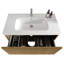 Meuble-lavabo rayé en chêne naturel avec lavabo à surface solide blanc, meuble-lavabo mural flottant pour salle de bain moderne, lavabo une pièce sans drain, pré-assemblé