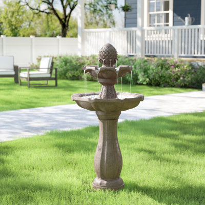 Kirt Resin Pineapple Traditional 2-Tier Solar Fountain with Battery Backup - Rust