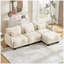 Canapé en L Chenille avec repose-pieds mobile, canapé modulaire surdimensionné à 3 places avec 3 coussins de taille, conception ergonomique, facile à assembler, beige-355991553