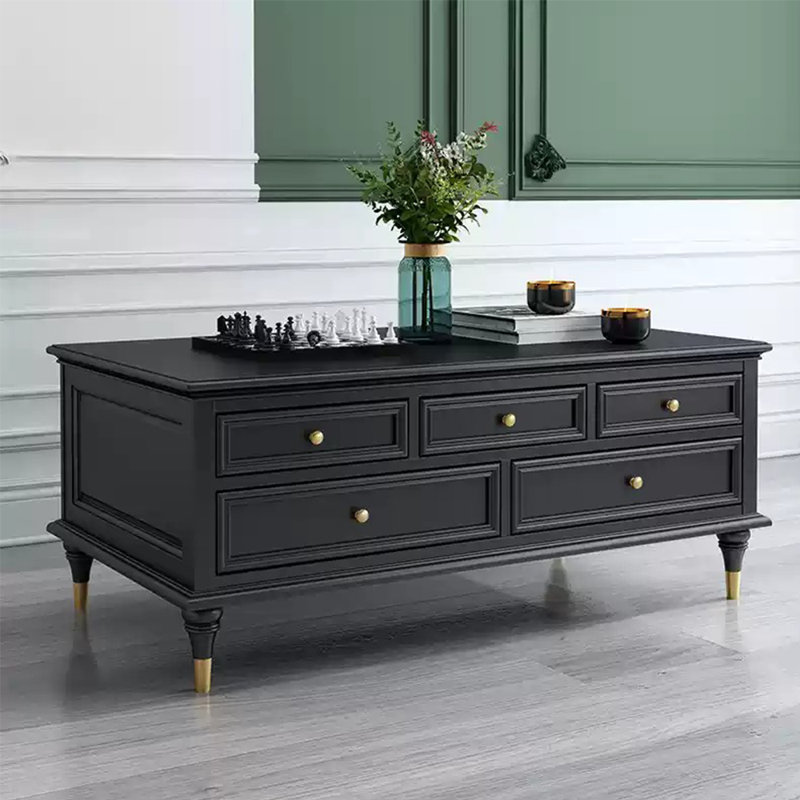 Table basse imperméable éco-peinte, H 20,47 po x L 55,11 po x l 27,55 po, Noir, noir, noir, noir