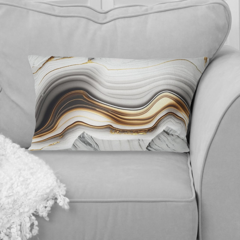 Abstract Geode Waves Grey III - Coussin décoratif à imprimé abstrait