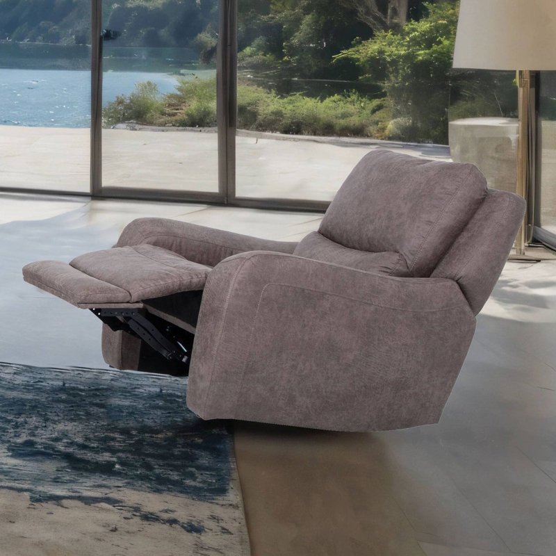 39.4" W Contemporary Power Recliner, Brown, Brown