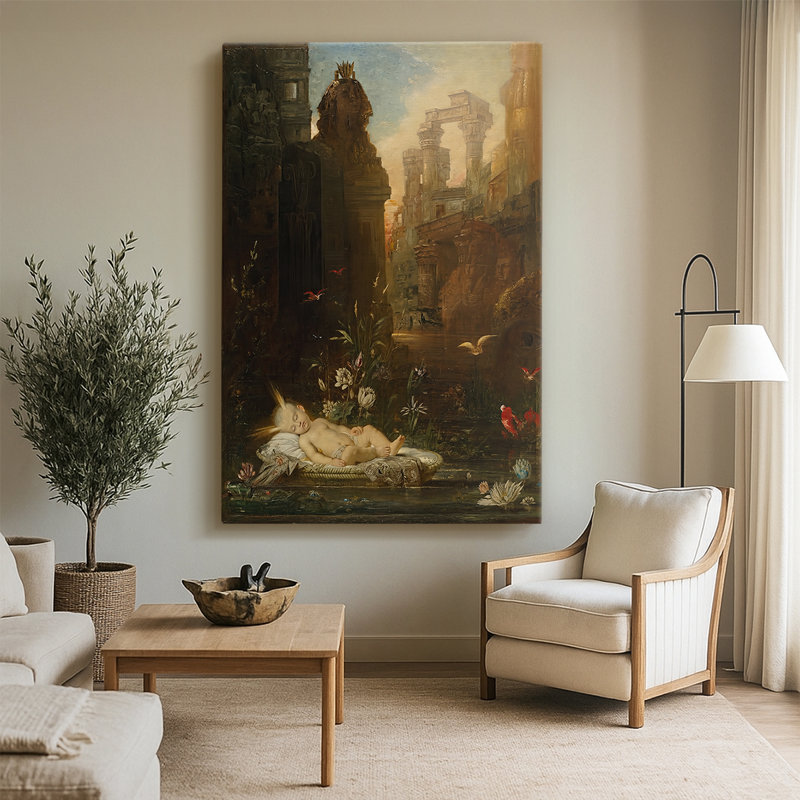 «The Infant Moses» - toile tendue par Gustave Moreau, 32 x 48