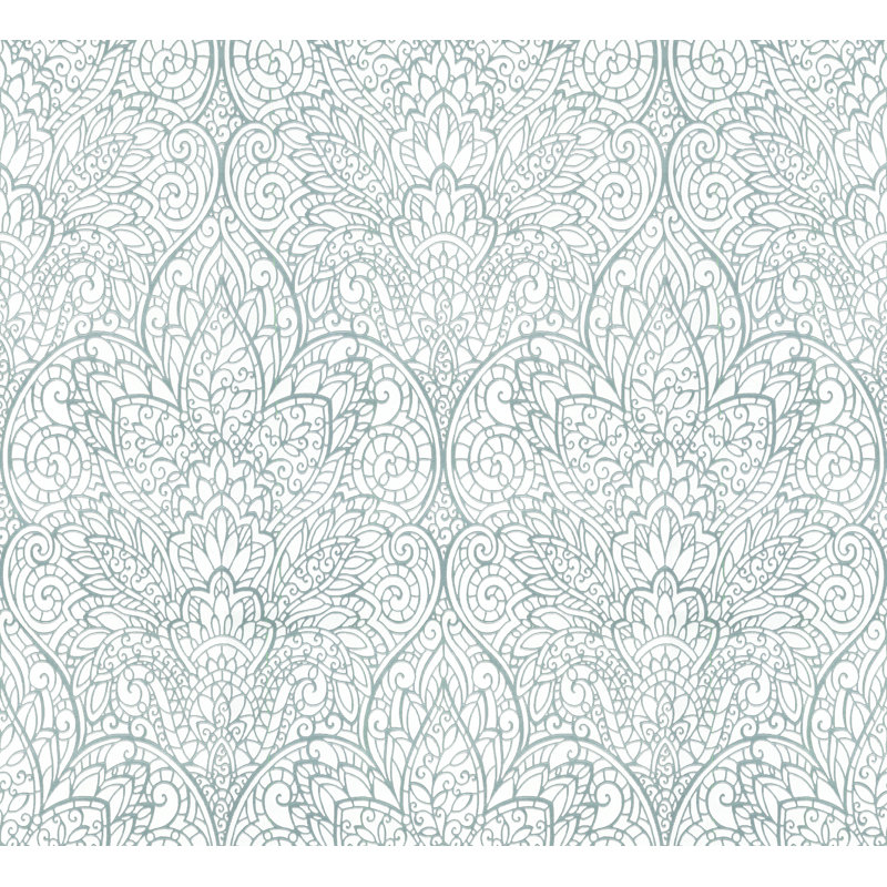Damask Roll, White/Silver