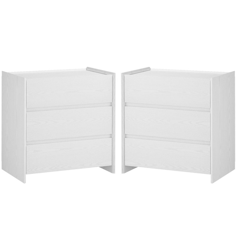Table de bout avec rangement pour le salon, table de chevet à 3 tiroirs pour la chambre à coucher, bureau, Blanc