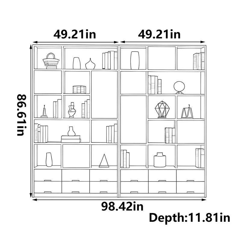 Nordic style large capacity storage bookcase