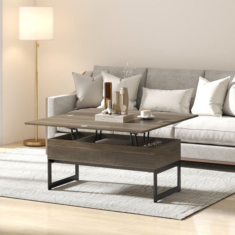 Susie 4-In-1 Lift Top Coffee Table With Storage, Multi-Fuction Coffee Table For Living Room, Gray