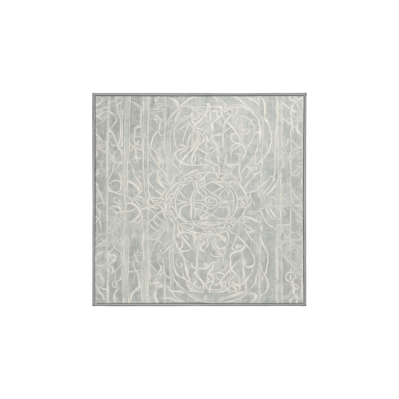 Machine Washable Gray Area Rug, Square 3'