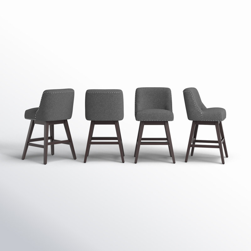 Albaugh Swivel Upholstered Counter Stool, Brown, Gray