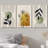 Mid Century Modern Boho "Vibrant Green Yellow Abstract Dandelion Artwork, Modern Chic Living Room Wall Pictures, Large Framed Canvas Giclee Print 3 Pieces Wall Art Set"  16"x24"x3 pcs, 24"x36"x3 pcs-87392604-87392605-119390182