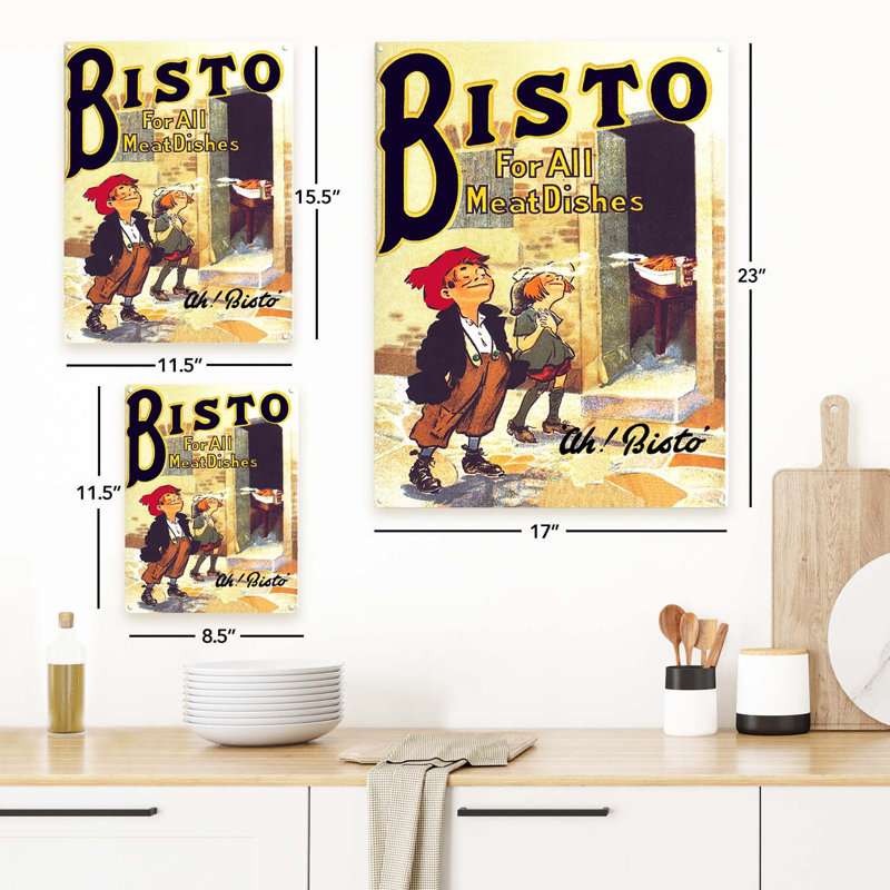 Plats de viande bisto sur métal, H 15,5 po x l 11,5 po x P 0,04 po