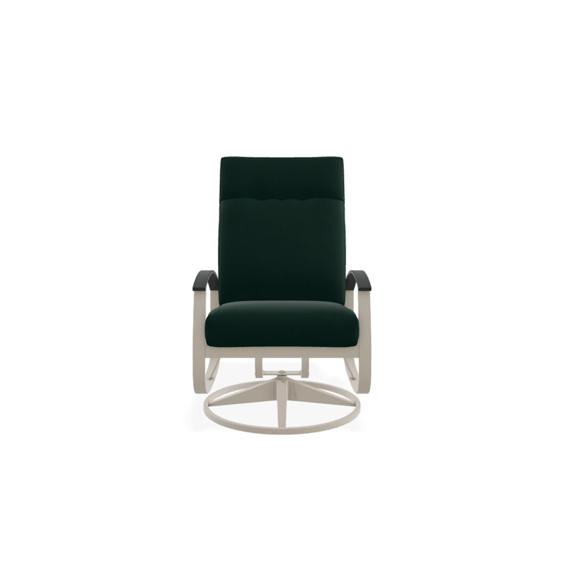 Chaise berçante pivotante réglable avec coussins Askar, Toile Sunbrella® vert forêt, Graphite classique P30, Blanc brillant