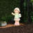 17"H Girl Holding Lantern Solar Statue with LED Lights