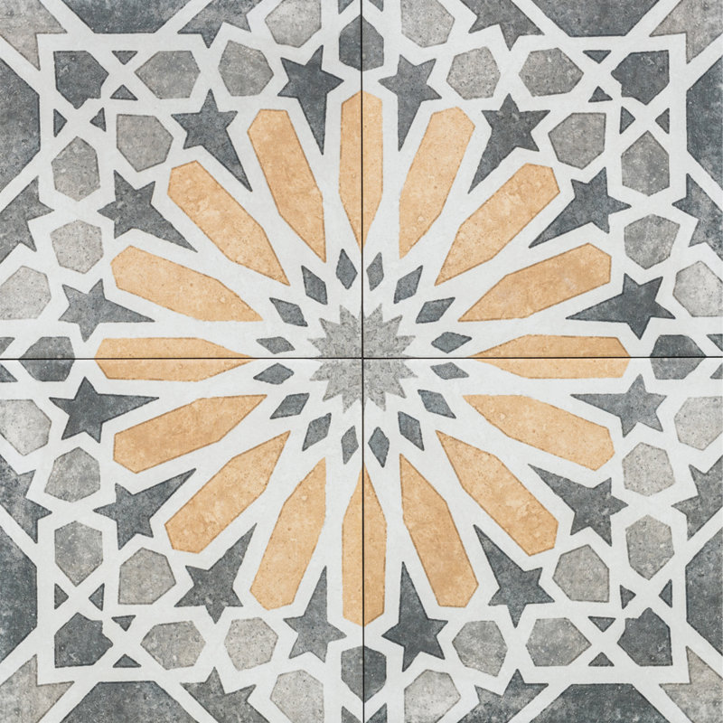 Carreau de porcelaine mat à motif géométrique 8 po x 8 po Garden Sunflower